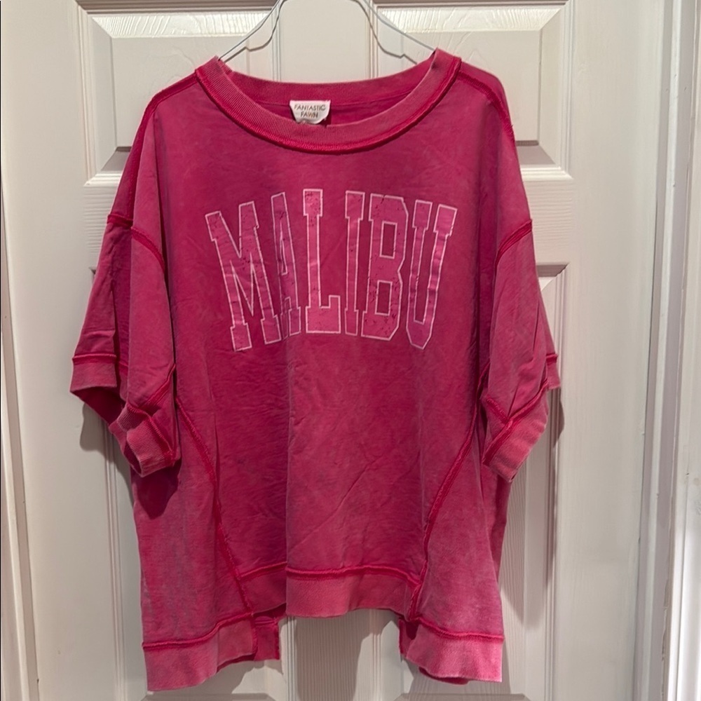 Malibu Pink Shirt Fantastic Fawn oversized short sleeve sweatshirt 🩷 Beachwear 🩷